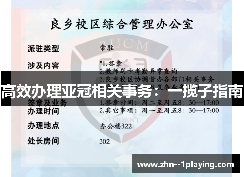 高效办理亚冠相关事务:一揽子指南 高效办理亚冠相关事务:一揽子指南